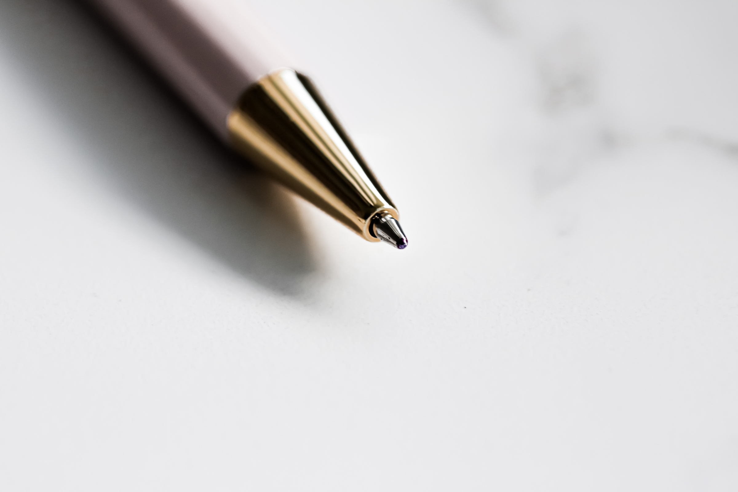 White Pen on Marble Background, Luxury Stationery and Business Brand